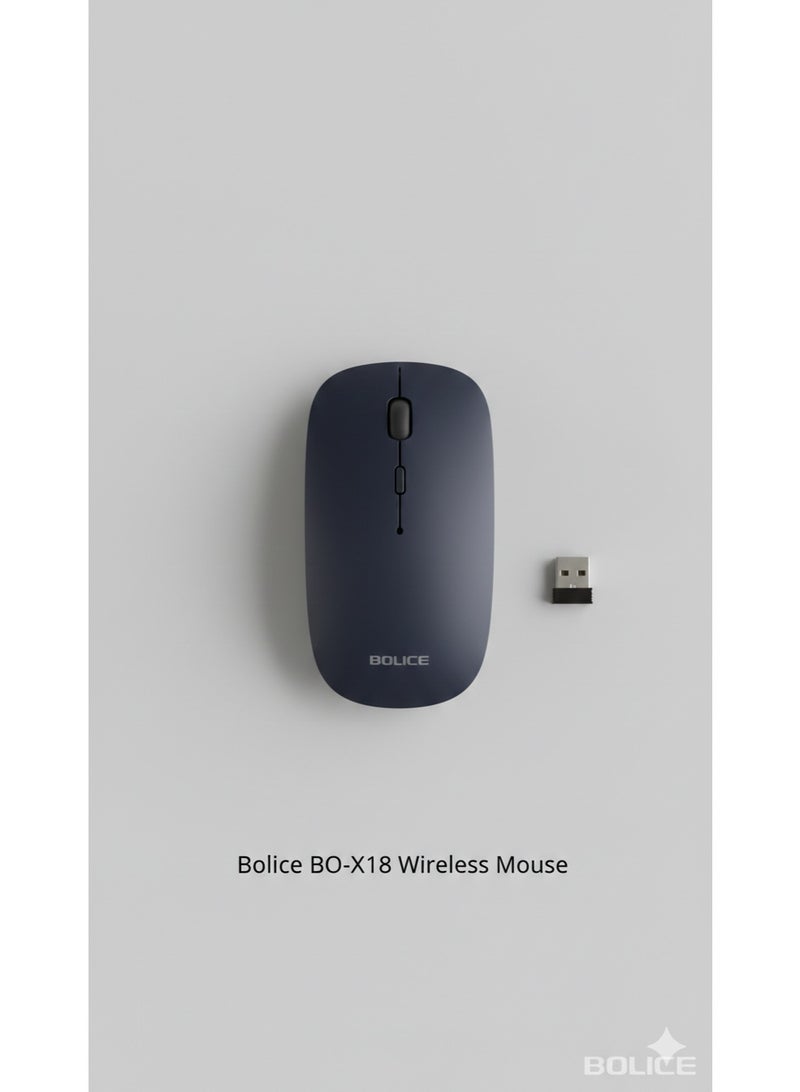 Bolice BO-X18 Slim Wireless Mouse – 2.4GHz High Precision Optical Mouse with Nano Receiver, 1000 DPI, Ergonomic Symmetrical Design for Laptop, PC, and Mac (Matte Blue/Black) - Image 2